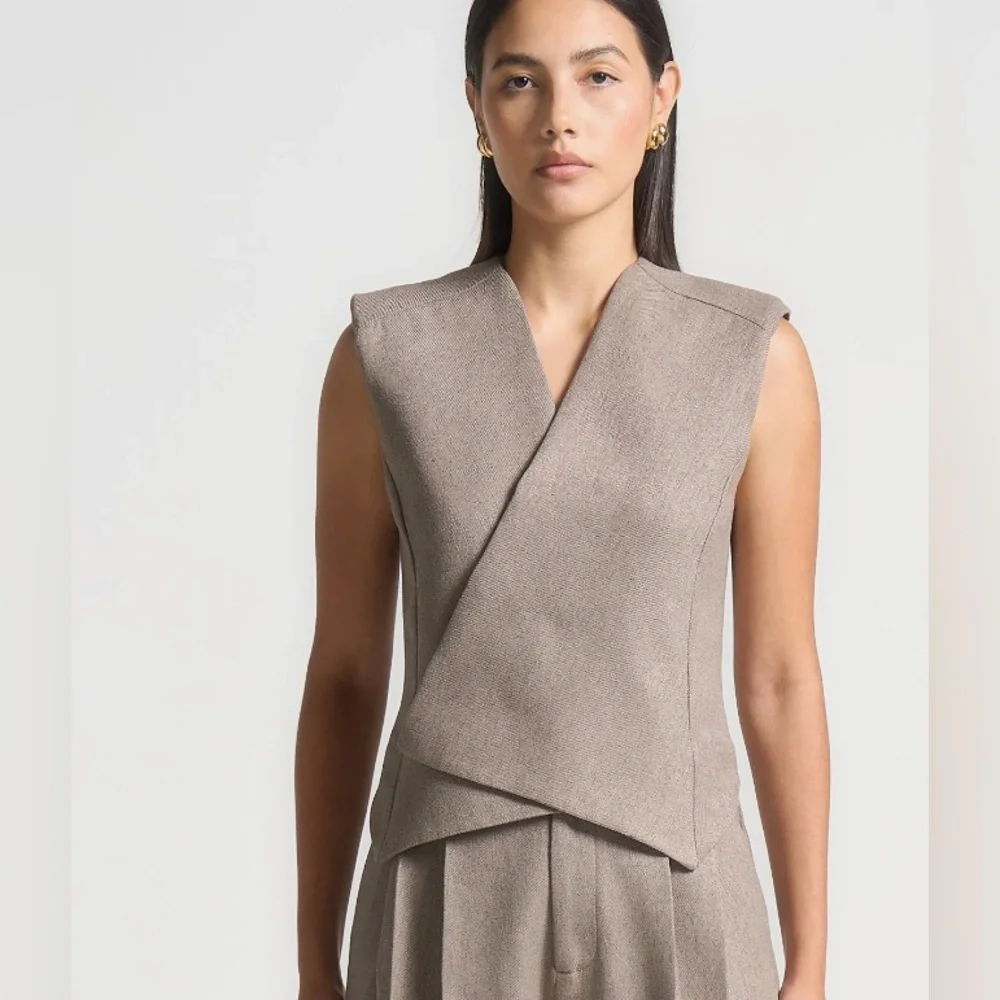 Tailored Wrap Waistcoat - Beige - Picture 1 of 6